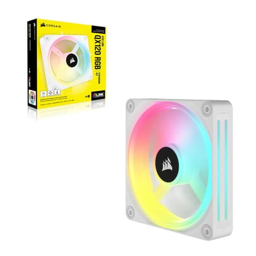 Corsair iCUE Link QX120 RGB White 120mm PWM Cabinet Fan Expansion Kit (Single Pack)